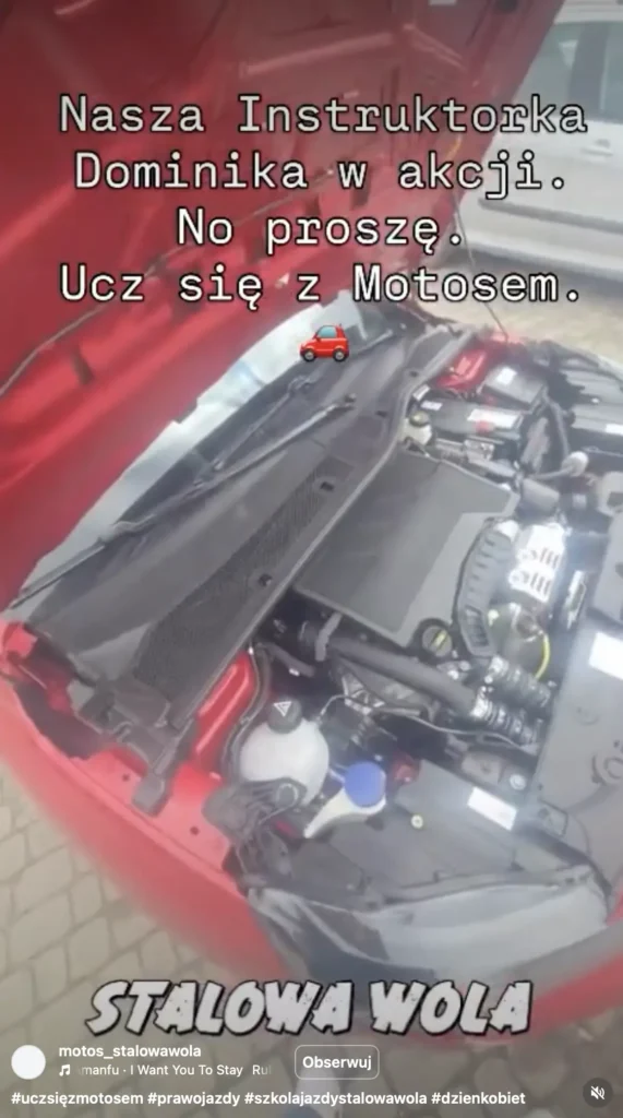 Panie rządzą jak widać. Nasza Instruktorka Dominika wprowadza Kursantkę w podstawy sprawdzania płynów w nowym Oplu Corsie. 
No i w drogę!
Wypatrujcie nas na drodze.
Ucz się z Motosem.